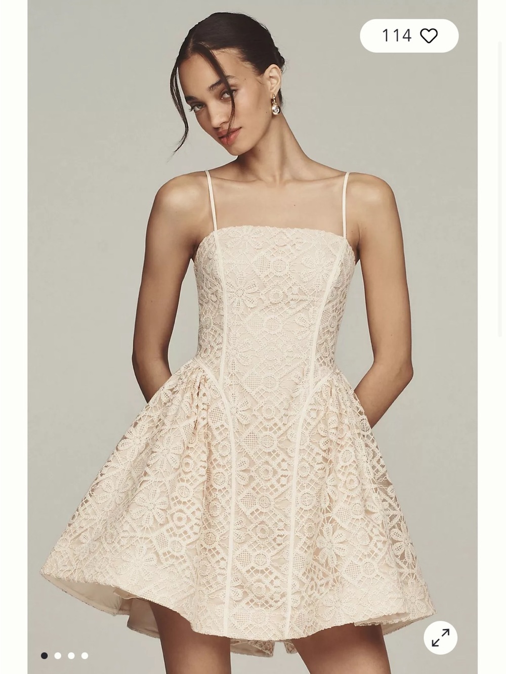 Anthropologie / Hutch Neutral Lace Corset Fit & Flare Mini Dress Size 6 - Picture 6 of 8